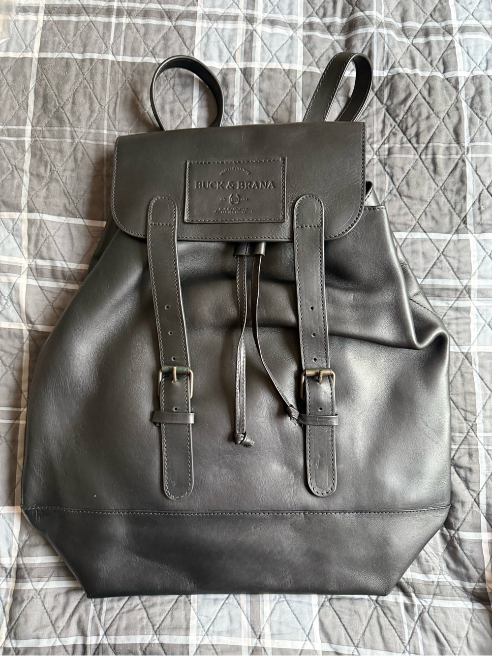 Buck & Brana Made in Mexico Heavyweight Leather Backpack Black NWOT Unisex